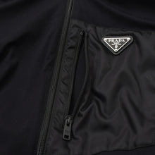 画像をギャラリービューアに読み込む, 極美品 PRADA プラダ テクニカルコットン × Re-Nylon リナイロン ジップアップ パーカー UJL79A ブラック トライアングルロゴプレート Sサイズ 中古 4a004375