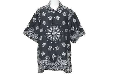 極美品 Supreme シュプリーム 21SS Bandana Silk S/S Shirt 半袖シャツ トップス ブラック ホワイト シルク サイズM 中古 43769