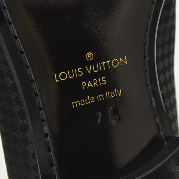 極美品 LOUIS VUITTON ルイヴィトン モカシン タッセルローファー サテン ビジネスシューズ ブラック サイズ7L 中古 4a004403
