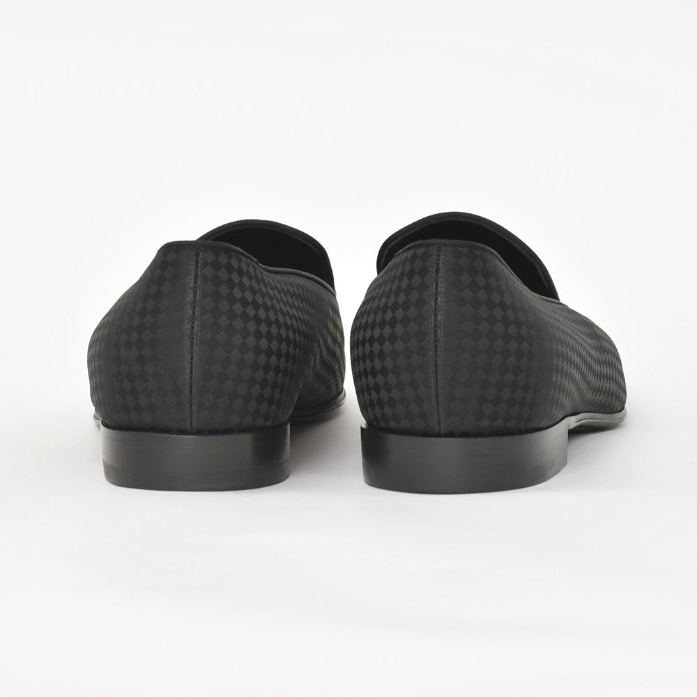 Very Good Condition LOUIS VUITTON Moccasins Tassel Loafers Satin Business Shoes Black Size 7L Used 4a004403