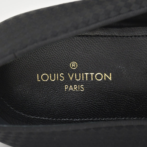 極美品 LOUIS VUITTON ルイヴィトン モカシン タッセルローファー サテン ビジネスシューズ ブラック サイズ7L 中古 4a004403
