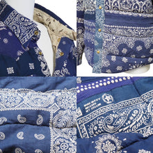 画像をギャラリービューアに読み込む, VISVIM ビズビム KERCHIEF DOWN JKT 限定ICT ヴィンテージバンダナパッチワークダウンジャケット ブルー サイズS 美品 中古 44140