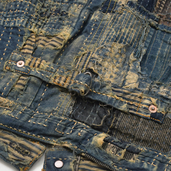 新品未使用品 KAPITAL キャピタル BORO SPRING 1ST JKT EK-1549LJB スプリングファーストジャケット 襤褸 ボロ インディゴ サイズ 5 中古 4a004419