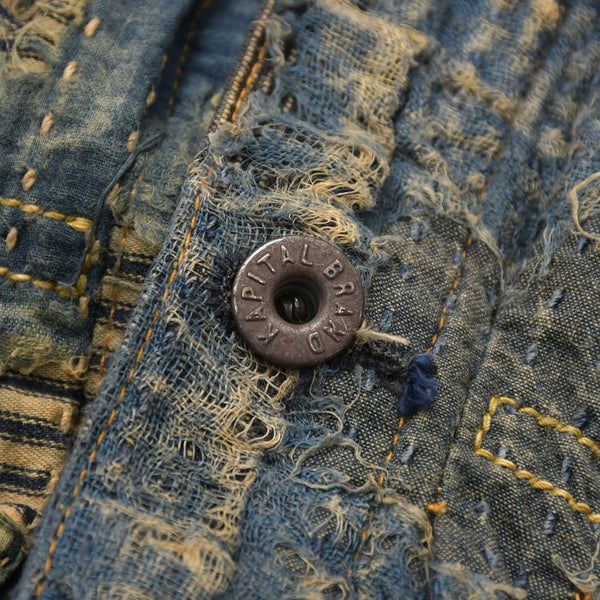 新品未使用品 KAPITAL キャピタル BORO SPRING 1ST JKT EK-1549LJB スプリングファーストジャケット 襤褸 ボロ インディゴ サイズ 5 中古 4a004420