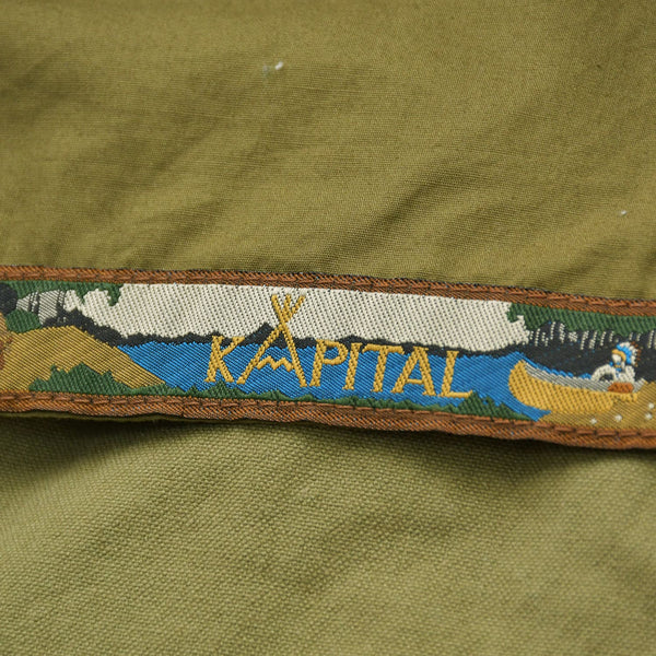 極美品 KAPITAL キャピタル ウールサージ カットアウト エルボー ジャケット K2503L J094 カーキ シルバー金具 中古 4a004421