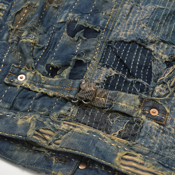 新品未使用品 KAPITAL キャピタル BORO SPRING 1ST JKT EK-1549LJB スプリングファーストジャケット 襤褸 ボロ インディゴ サイズ 4 中古 4a004419