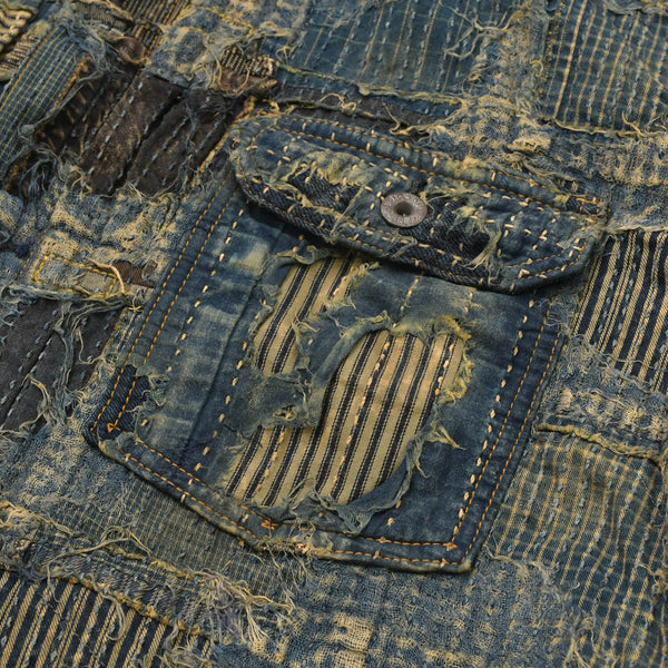 新品未使用品 KAPITAL キャピタル BORO SPRING 1ST JKT EK-1549LJB スプリングファーストジャケット 襤褸 ボロ インディゴ サイズ 4 中古 4a004419