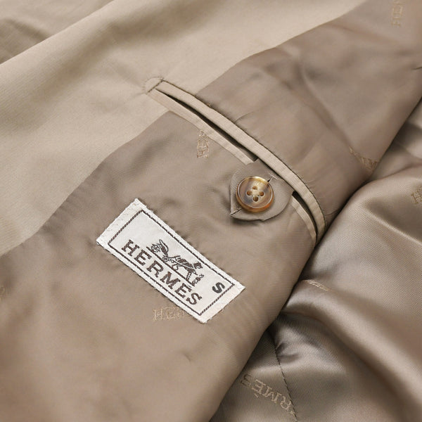 HERMES エルメス セットアップ ジャケット パンツ コットンシングル スーツ サイズ 52 グレージュ 美品 中古 4a004430