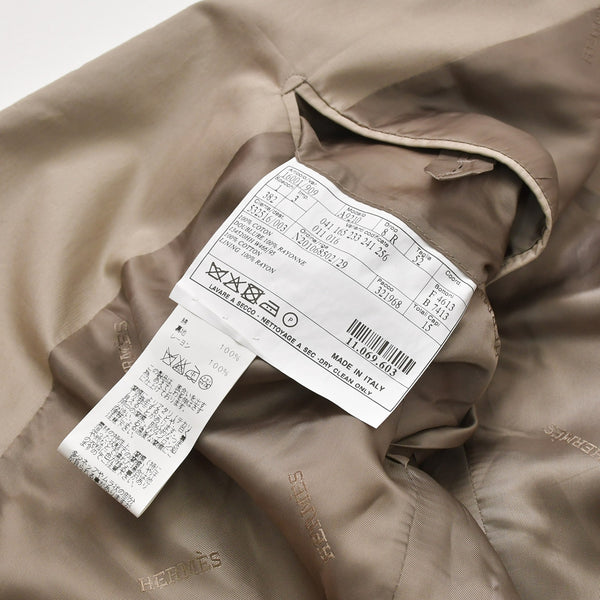 HERMES エルメス セットアップ ジャケット パンツ コットンシングル スーツ サイズ 52 グレージュ 美品 中古 4a004430