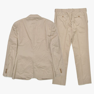 HERMES エルメス セットアップ ジャケット パンツ コットンシングル スーツ サイズ 52 グレージュ 美品 中古 4a004430