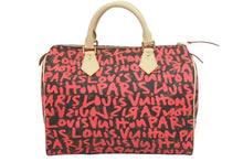 画像をギャラリービューアに読み込む, LOUIS VUITTON ルイヴィトン モノグラム グラフィティ スピーディ30 ハンドバッグ M93704 ピンク PVC ヌメ革 中古 44322