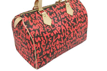 画像をギャラリービューアに読み込む, LOUIS VUITTON ルイヴィトン モノグラム グラフィティ スピーディ30 ハンドバッグ M93704 ピンク PVC ヌメ革 中古 44322