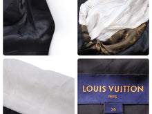 画像をギャラリービューアに読み込む, LOUISVUITTON ルイヴィトン チェックジャケット ロングコート ウール シルク キュプラ ホワイト ブラック サイズ36 美品 中古 44393