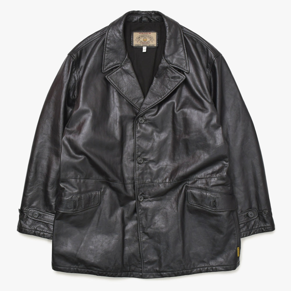 ARMANI JEANS アルマーニ ジーンズ レザーカーコート M6K03FC-12-3 アウター レザージャケット ブラック 52サイズ ヴィンテージ 美品 中古 4a004440
