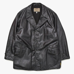 ARMANI JEANS Armani Jeans Leather Car Coat M6K03FC-12-3 Outer Leather Jacket Black 52 Size Vintage Good Condition Used 4a004440