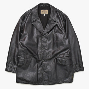 ARMANI JEANS Armani Jeans Leather Car Coat M6K03FC-12-3 Outer Leather Jacket Black 52 Size Vintage Good Condition Used 4a004440