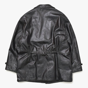 ARMANI JEANS Armani Jeans Leather Car Coat M6K03FC-12-3 Outer Leather Jacket Black 52 Size Vintage Good Condition Used 4a004440