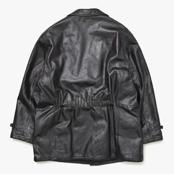 ARMANI JEANS Armani Jeans Leather Car Coat M6K03FC-12-3 Outer Leather Jacket Black 52 Size Vintage Good Condition Used 4a004440