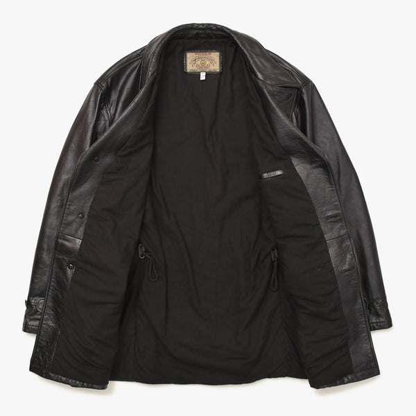 ARMANI JEANS Armani Jeans Leather Car Coat M6K03FC-12-3 Outer Leather Jacket Black 52 Size Vintage Good Condition Used 4a004440