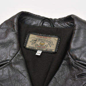 ARMANI JEANS Armani Jeans Leather Car Coat M6K03FC-12-3 Outer Leather Jacket Black 52 Size Vintage Good Condition Used 4a004440