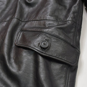 ARMANI JEANS Armani Jeans Leather Car Coat M6K03FC-12-3 Outer Leather Jacket Black 52 Size Vintage Good Condition Used 4a004440