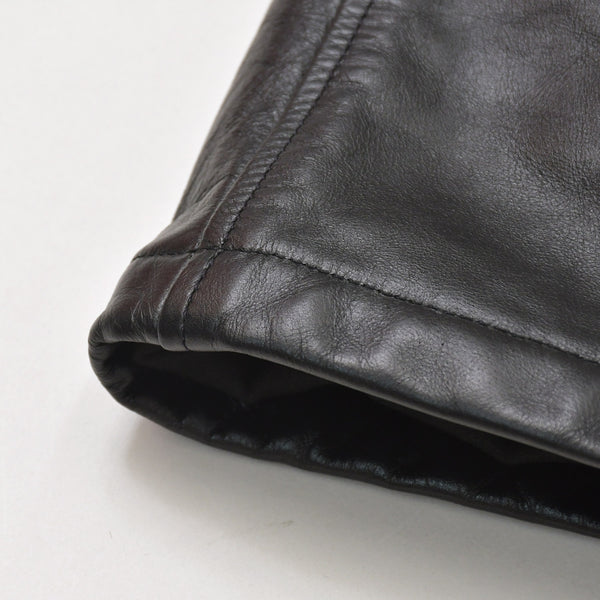 ARMANI JEANS Armani Jeans Leather Car Coat M6K03FC-12-3 Outer Leather Jacket Black 52 Size Vintage Good Condition Used 4a004440
