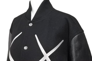 A BATHING APE アベイシングエイプ BAPE ×KAWS カウズ スタジャン 歯型 バーシティジャケット ブラック S メンズ 美品 中古 44707