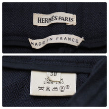 Load image into Gallery viewer, HERMES エルメス スラックスパンツ ボトムス スーツパンツ マルジェラ期 リネン ネイビー フランス製 サイズ38 美品 中古 44799