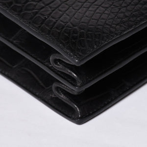 Like new HERMES Sac a Depeche 38 Briefcase Porosus Matte Black Gold hardware □R stamp Used 4a000993