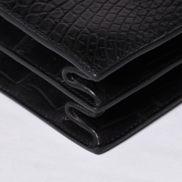 Like new HERMES Sac a Depeche 38 Briefcase Porosus Matte Black Gold hardware □R stamp Used 4a000993