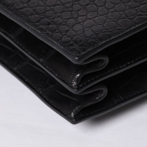 Like new HERMES Sac a Depeche 38 Briefcase Porosus Matte Black Gold hardware □R stamp Used 4a000993