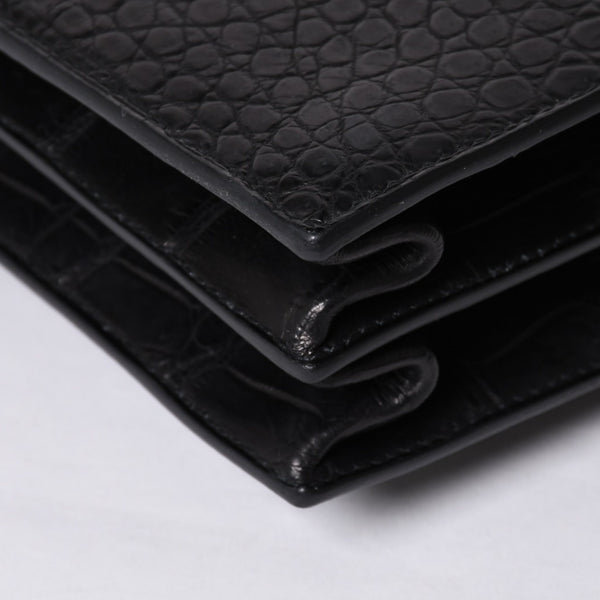 Like new HERMES Sac a Depeche 38 Briefcase Porosus Matte Black Gold hardware □R stamp Used 4a000993