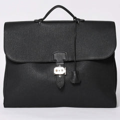 HERMES Handbag Sac Adepeche 41 □R Black leather Togo Silver hardware Used 4a000706