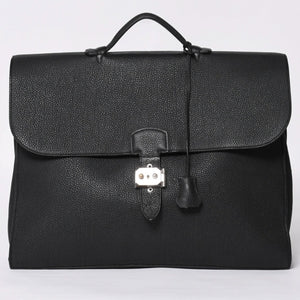 HERMES Handbag Sac Adepeche 41 □R Black leather Togo Silver hardware Used 4a000706