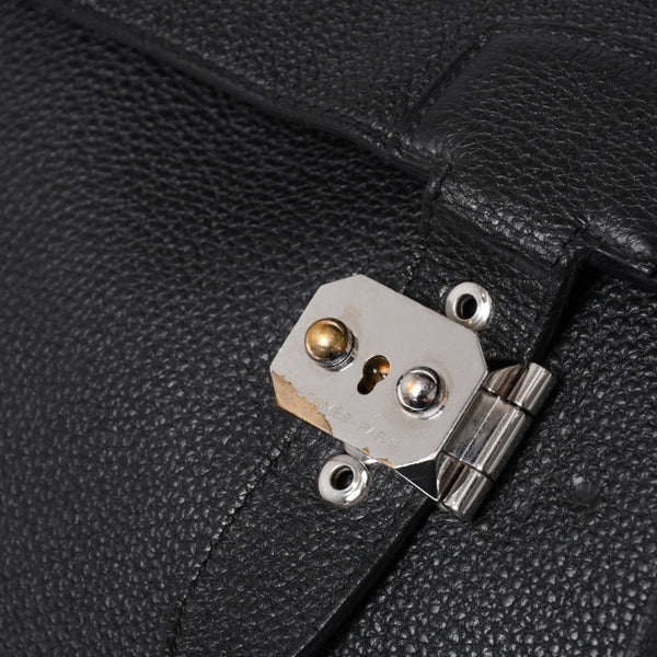 HERMES Handbag Sac Adepeche 41 □R Black leather Togo Silver hardware Used 4a000706