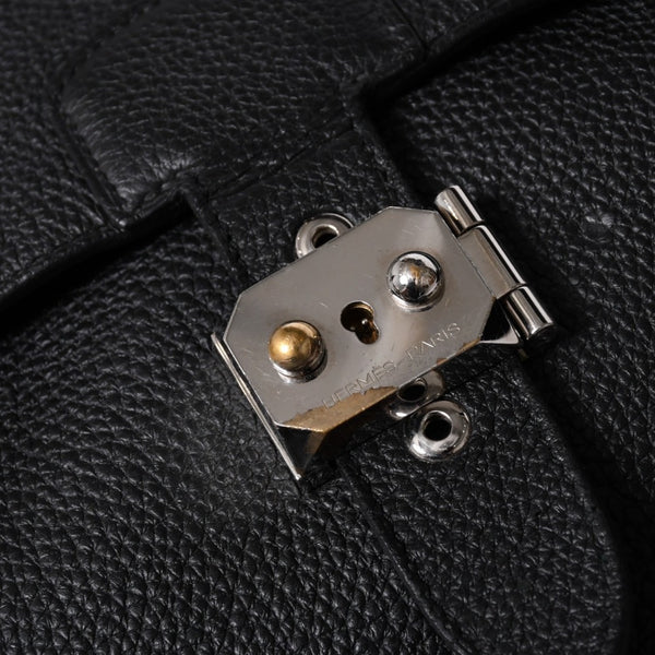 HERMES Handbag Sac Adepeche 41 □R Black leather Togo Silver hardware Used 4a000706