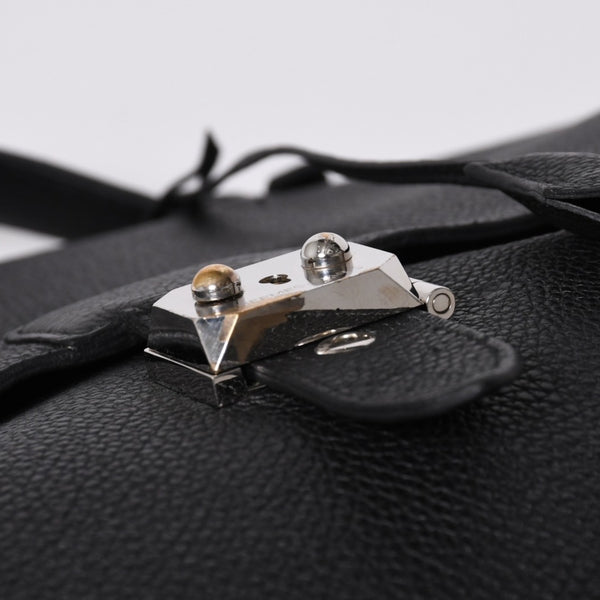 HERMES Handbag Sac Adepeche 41 □R Black leather Togo Silver hardware Used 4a000706