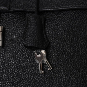 HERMES Handbag Sac Adepeche 41 □R Black leather Togo Silver hardware Used 4a000706