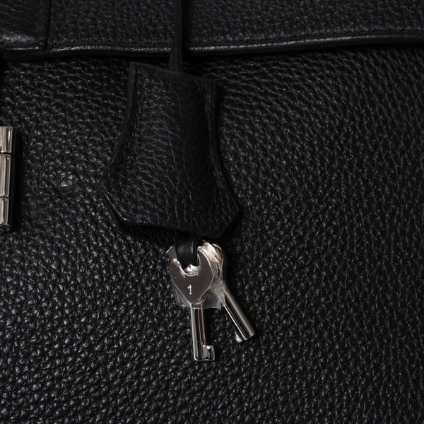 HERMES Handbag Sac Adepeche 41 □R Black leather Togo Silver hardware Used 4a000706