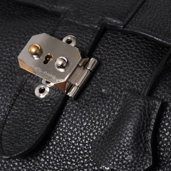 HERMES Handbag Sac Adepeche 41 □R Black leather Togo Silver hardware Used 4a000706