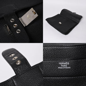 HERMES Handbag Sac Adepeche 41 □R Black leather Togo Silver hardware Used 4a000706