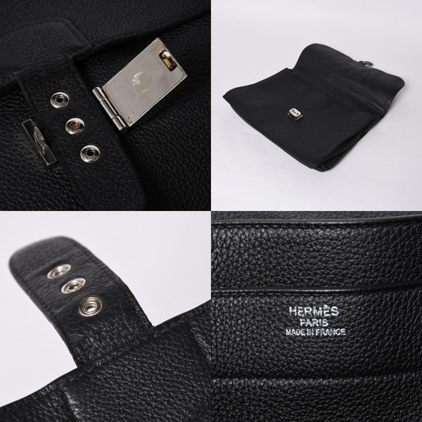 HERMES Handbag Sac Adepeche 41 □R Black leather Togo Silver hardware Used 4a000706