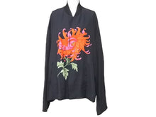 画像をギャラリービューアに読み込む, YohjiYamamoto POURHOMME ヨウジヤマモト プールオム 花と少年期 彼岸花 プリントシャツブルゾン 96SS 黒赤緑 M 美品 中古 45320