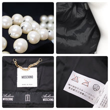 画像をギャラリービューアに読み込む, Moschino モスキーノ テーラードジャケット パール装飾 ブラック ホワイト アウター J05370424 サイズ40 美品 中古 45353