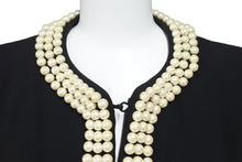 画像をギャラリービューアに読み込む, Moschino モスキーノ テーラードジャケット パール装飾 ブラック ホワイト アウター J05370424 サイズ40 美品 中古 45353