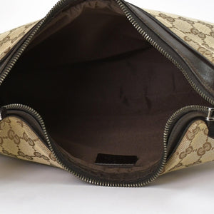 GUCCI グッチ ワンショルダーバッグ 002058 GGキャンバス レザー ベージュ グリーン レッド メタルブラック金具 良品 中古 4b014137