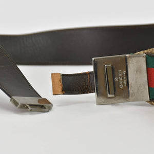 GUCCI グッチ ワンショルダーバッグ 002058 GGキャンバス レザー ベージュ グリーン レッド メタルブラック金具 良品 中古 4b014137