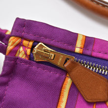 画像をギャラリービューアに読み込む, HERMES エルメス シルキーシティPM 王者の虎 TIGRE ROYAL ショルダーバッグ □L刻印 シルク レザー パープル ブラウン 美品 中古 4b009104