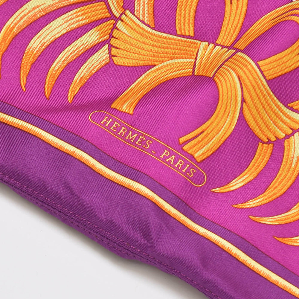 HERMES エルメス シルキーシティPM 王者の虎 TIGRE ROYAL ショルダーバッグ □L刻印 シルク レザー パープル ブラウン 美品 中古 4b009104