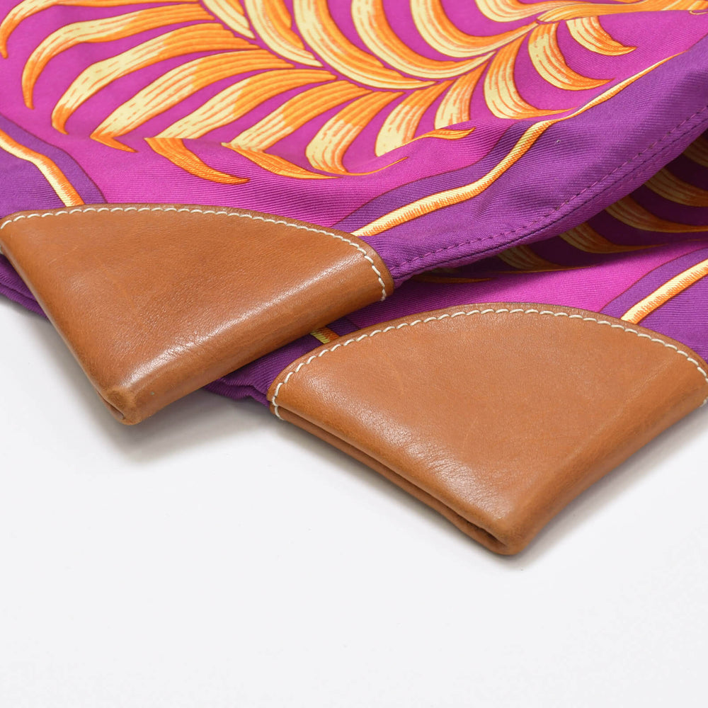 HERMES エルメス シルキーシティPM 王者の虎 TIGRE ROYAL ショルダーバッグ □L刻印 シルク レザー パープル ブラウン 美品 中古 4b009104